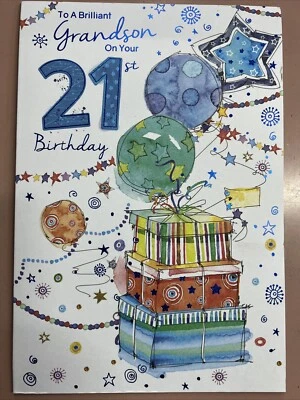GRANDSON 21st BIRTHDAY Card - Cherry Orchard - Modern 21