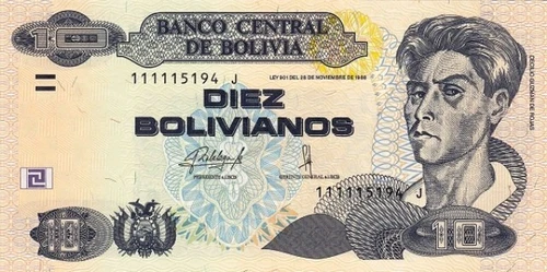 Bolivia New Bill Of 10 BOLIVIANOS Pick 243 (2) Series J UNC