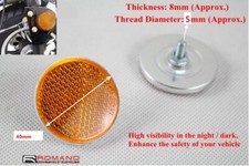 Pair 40mm Round Amber Motorcycle Screw On Reflector Safety For ATV UTV Dirt Bike