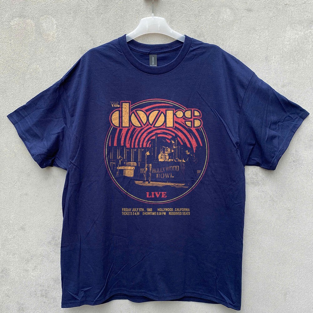 The Doors Live 68 Retro Circle zUnisex Navy T-shirt Size S-5XL