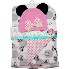 Minnie Mouse Baby Blanket  Hat Ears Mickey Disney Girl Polka Dot
