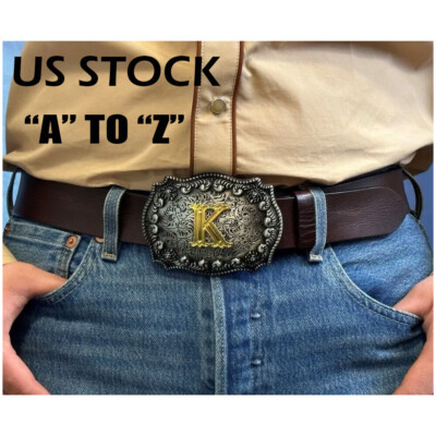 Initial Letter A to Z Western Cowboy Rodeo Belt Buckle USA Seller