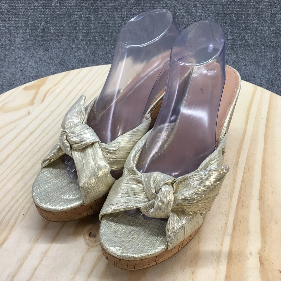 Sandalias Sam And Libby para mujer 11 Claudia informales anudadas cuña deslizable tela dorada Foto 3 de 4