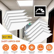 10 Pack 2X2FT LED Flat Panel Light 45W Drop Ceiling Troffer Recessed Light 5000K