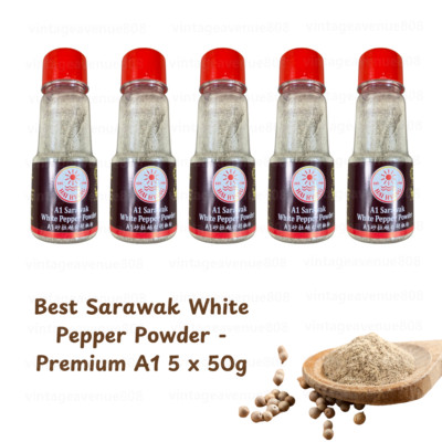HAI HYANG A1 Best Sarawak White Pepper Powder Peppercorns Premium A1 5 X 50Gram