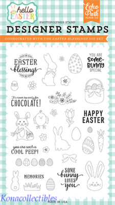 Echo Park Hello Easter Blessings 4x6 Stamp Set Bunnies, carrot, chocolate