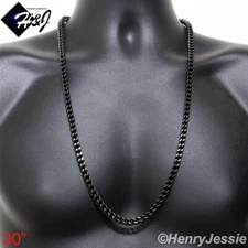 30"MEN Stainless Steel 6mm Black Plated Franco Box Cuban Curb Chain Necklace*132