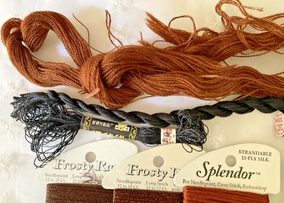 Needlepoint Embroidery Thread Lot of 10 Browns and Black Some Partially Used - Image 2 of 4