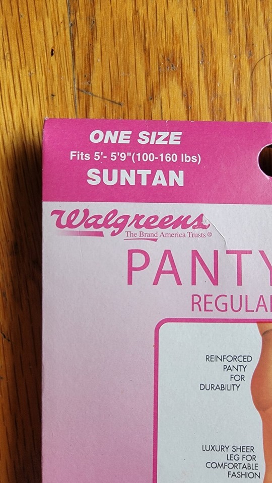 Vintage New Walgreens Pantyhose Nylons Hosiery SunTan Regular Sheer ONE