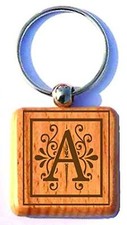Engraved Personalized Customized Monogrammed Wood Key Chain