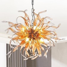 Golden Sputnik Chandelier Pendant Light Fixture Firework 6-Lights Amber D20"