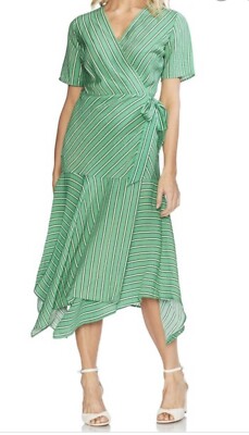Vince Camuto Short Sleeve Playful Stripe Green Stripe Wrap Dress Sz 10 NWT  138$ | eBay