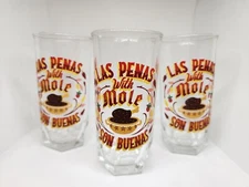 Dona Maria Crisa Drinking Glasses Las Penas with Mole Son Buenas”  5” Set of 3