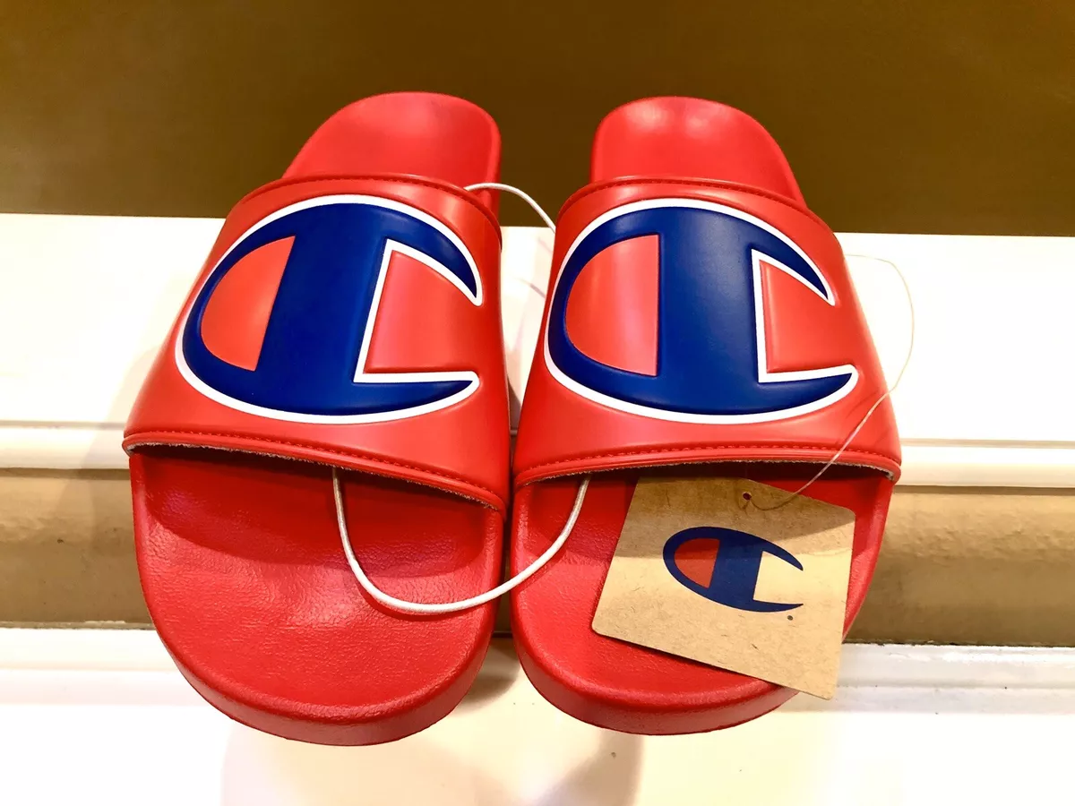 Champion IPO Mens BIG C Red Unisex Slip On Slides Sandals Shoes 11