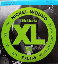 D'Addario EXL165 XL Nickel Bass Guitar Custom Light 45-105 Long Scale 4-Strings