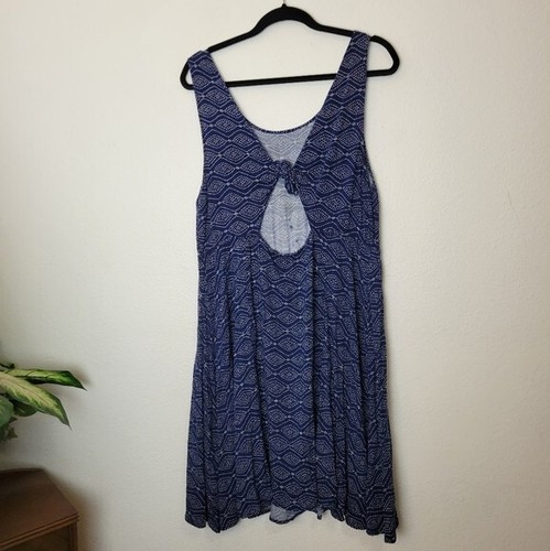 Torrid Plus Sz 1X Navy Blue Challis Open Back Sleeveless Dress Lightweight - Picture 7 of 11