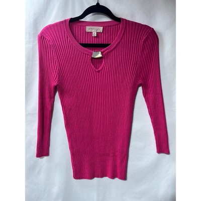 Philosophy Republic Clothing Fuchsia Ribbed Knit Keyhole Top Silver Hardware M