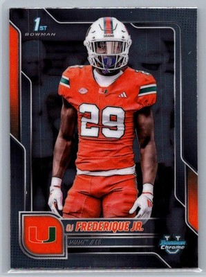 OJ Frederique Jr. 92 2025 Bowman University Chrome Miami Hurricanes Card