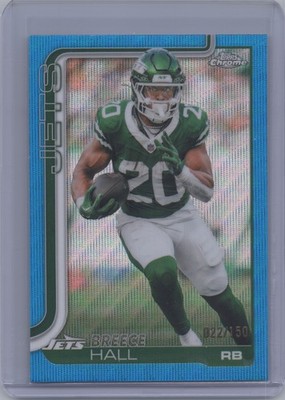 2025 Topps Chrome #238 Breece Hall Blue Wave Refractor #/150