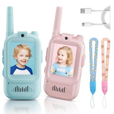 Video Walkie Talkies for Kids, Handheld 2 Pack Rechargeable Video Intercom Ki...