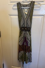 Vintage Y2K ICE Womens Dress Slinky Knit V-Neck Bohemian Party Dress M