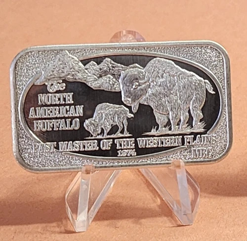 1974 USSC North American Buffalo Past Master of the Plains 1 oz .999 Silver Bar