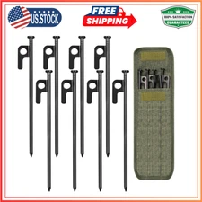 8 Pack Tent Stakes Heavy Duty Metal Tent Pegs for Camping Steel Tent Stakes 8in