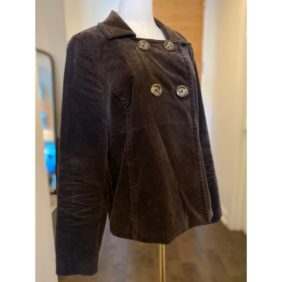 Chaqueta chaquetón OLD NAVY para mujer marrón pana doble botonadura talla grande Foto 2 de 4