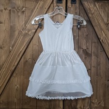 Vintage Girls White Full Slip Lace Trim Basic Image Youth S
