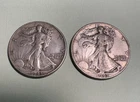 (2) 1943 Walking Liberty Silver Half Dollars