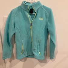 The North Face Girls' Glacier Full Zip Fleece Jacket Aqua Blue Size L 14/16 