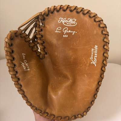 #ad #ad Ken Wel Vintage Baseball Glove Lou Gehrig Model 632 RHT White Ink $120.00