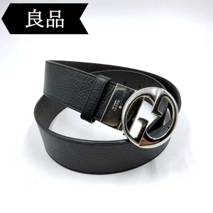 Ceinture Gucci 449715 GG noire argentée