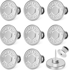 8 Sets Jean Buttons Pins for Loose Jeans, No-Sew Adjustable and Reusable Metal P