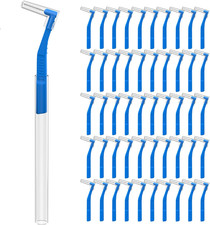 50 Count Angle Interdental Brushes with Extended Handle for Braces, Tight 0.7Mm 