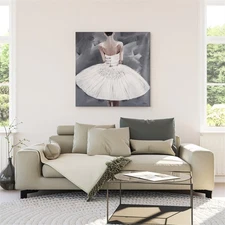 Yosemite Home Decor "Ballerina III" Wood Gallery Wrapped Wall Art in Gray
