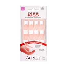 Kiss Salon Acrylic French 28 Count Long Length Nude (Pack of 3)