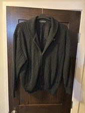 Urbain St. Croix Men’s Cardigan Sweater, Made In USA, 70% Wool, Charcoal Gray, L