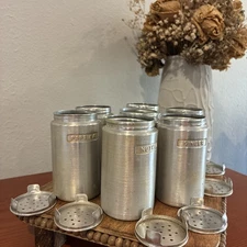 Vintage 1950’s MCM Kromex Spun Aluminum Spice Containers with Lids Set of 7