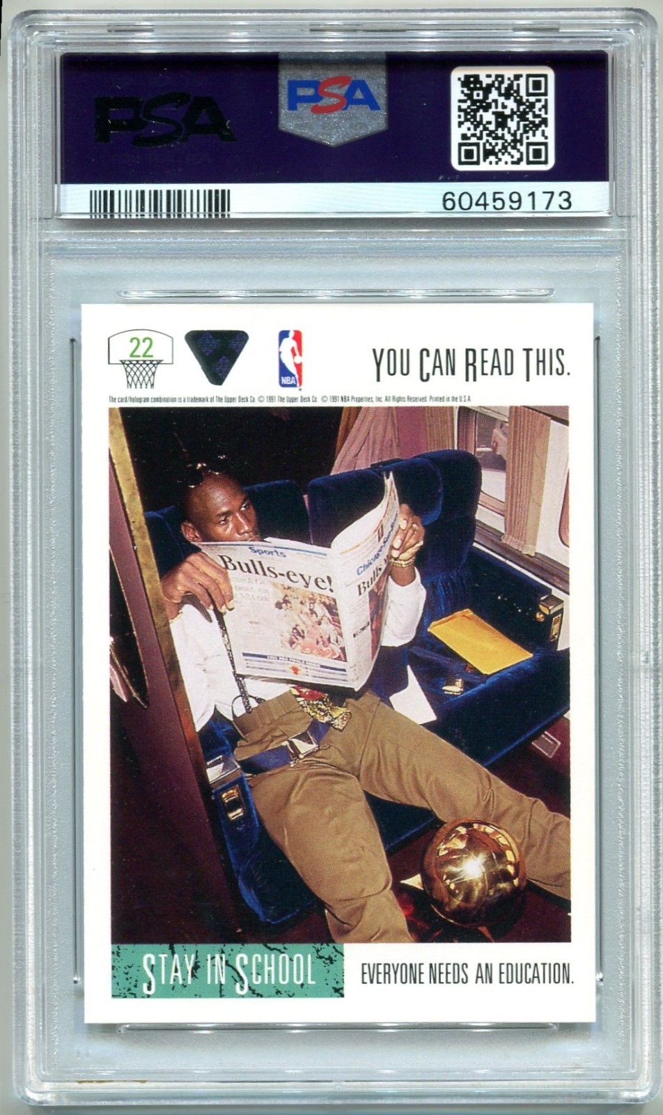 1991 Upper Deck Michael Jordan Stay in School PSA 9 No. 22 view 2