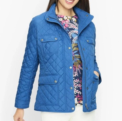 Talbots Blue Quilted Snap Front Jacket size L
