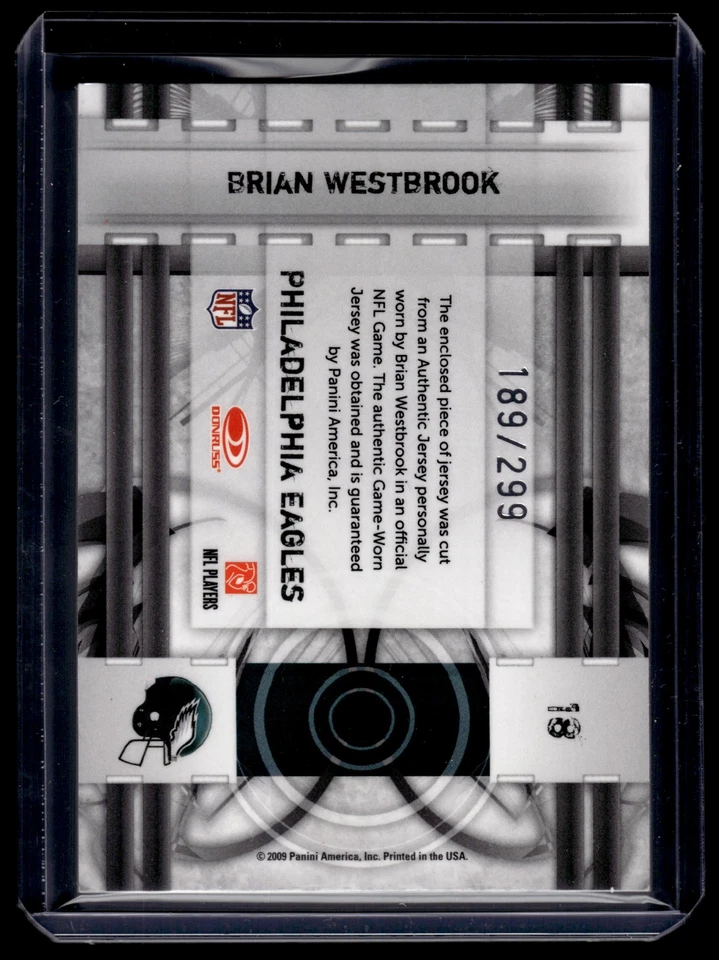 Brian Westbrook 2009 Donruss Elite Prime Targets Relic Card /299 #18 - Image 2 of 2