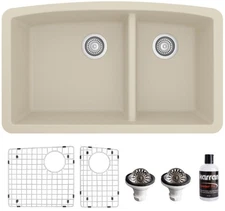 Karran USA QU-711-PK1 Quartz QU 32" Undermount Double Basin