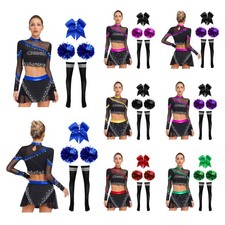 Women Cheer Leader Cosplay Cheerleading Skating Outfits Dance Sequins Carnivals