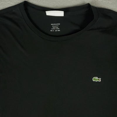 Lacoste T-Shirt Mens Size 4XL Black Crew Neck Regular Fit Long