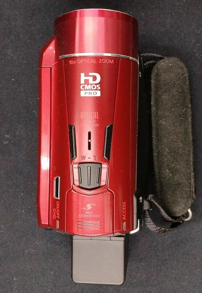 Canon IVIS HF M52 Video Camera Red w/ Battery, Power Cable Tested Used Japan - Image 3 of 4