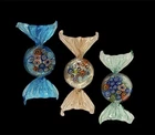 Vintage Lot Of 3 MURANO Art Glass Wrapped Candy Pieces Colorful