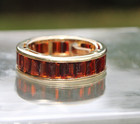 750 Yellow Gold 18K Emerald Cut Garnet Ring Channel Set — photo 5