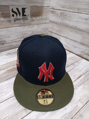 New Era 59fifty Fitted Baseball Cap Navy Blue And Olive Green Color Size 7-1/4.