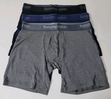 NWOT TOMMY JOHN 6-INCH BOXER BRIEFS LUXE MODAL 3-PACK BLACK/ GRAY, BLUE SIZE M